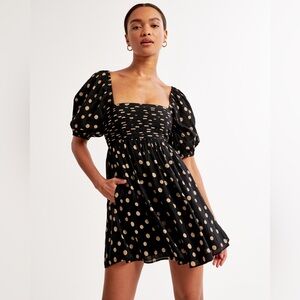 Abercrombie and fitch Women's Emerson Ruched Puff Sleeve Mini Dress